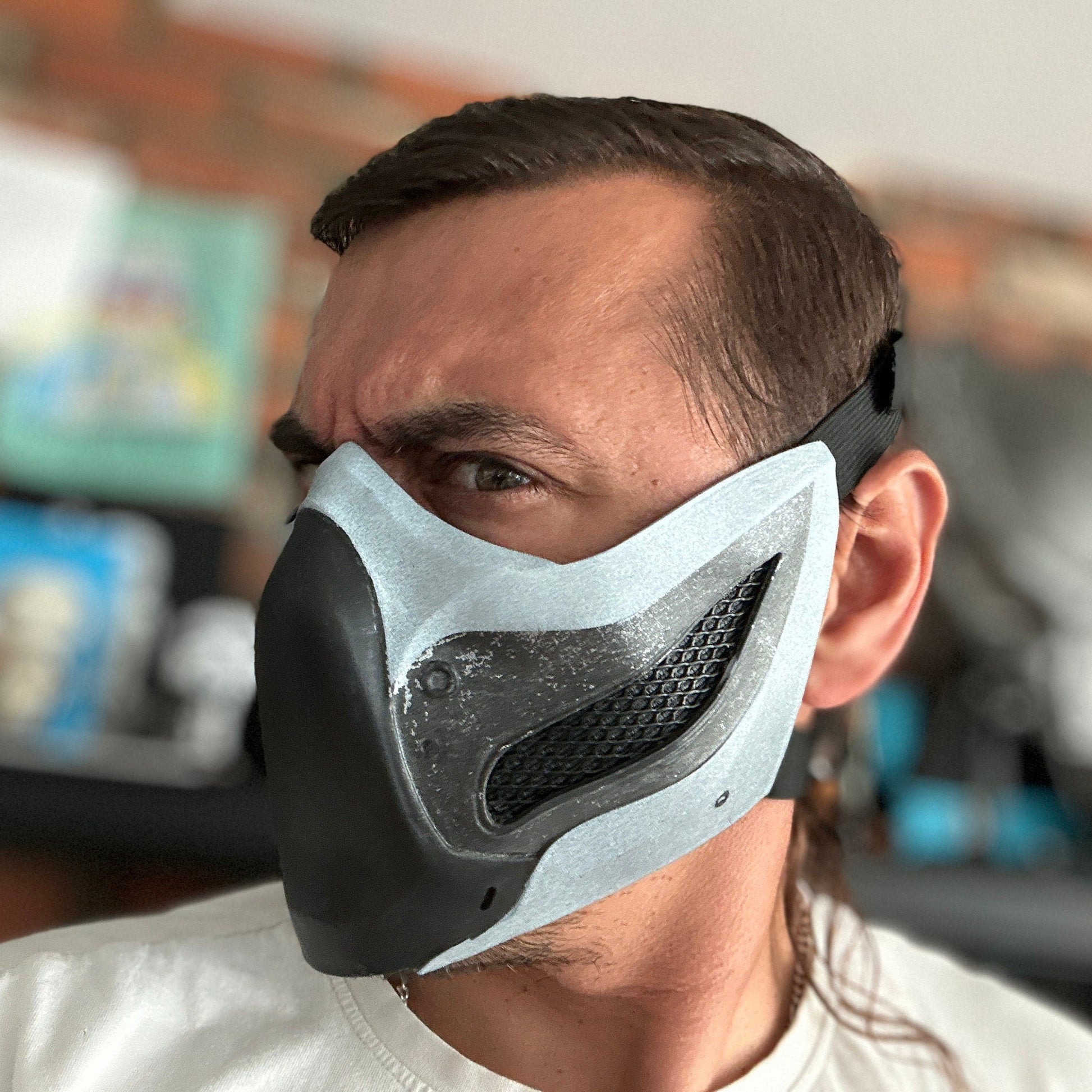 mortal kombat, mask, cosplay, smoke