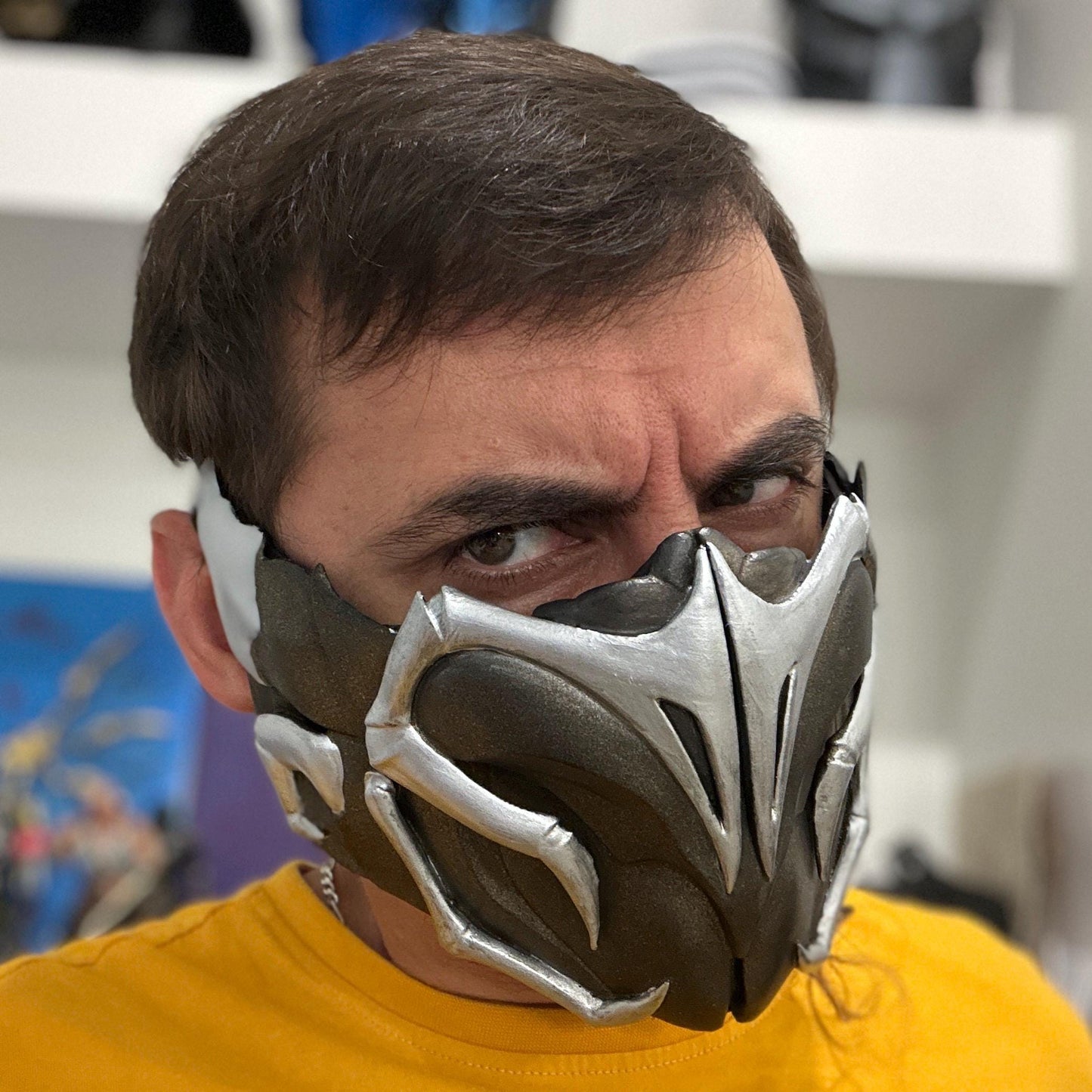 Scorpion mask from Mortal Kombat 1 - Valoгr of the Earth Realm